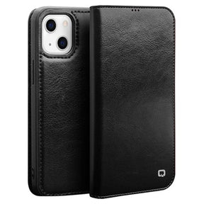 Qialino Classic iPhone 13 Mini Læderpung - Sort