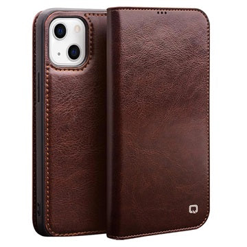 Qialino Classic iPhone 13 Mini Læderpung - Brun