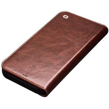 Qialino Classic iPhone 13 Mini Læderpung - Brun