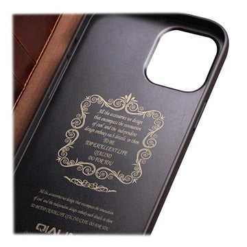 Qialino Classic iPhone 13 Mini Læderpung - Brun