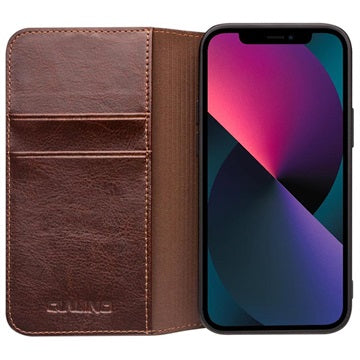 Qialino Classic iPhone 13 Mini Læderpung - Brun
