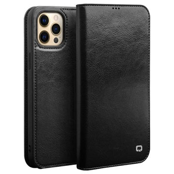 Qialino Classic iPhone 13 Pro Max Læderpung - Sort