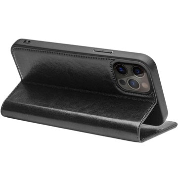 Qialino Classic iPhone 13 Pro Max Læderpung - Sort