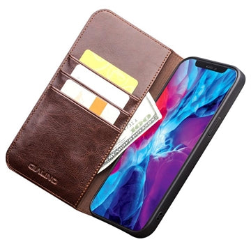 Qialino Classic iPhone 13 Pro Læderpung Taske - Brun