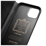Qialino Classic iPhone 13 Læderpung Taske - Sort