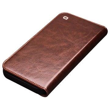 Qialino Classic iPhone 13 Læderpung Taske - Brun
