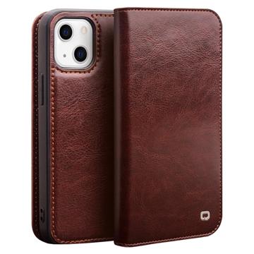 Qialino Classic iPhone 14 Plus Læderpung - Brun