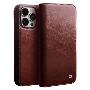 Qialino Classic iPhone 14 Pro Læderpung - Brun
