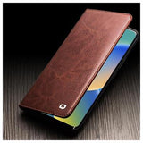Qialino Classic iPhone 14 Læderpung - Brun