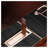 Qialino Croco Samsung Galaxy Z Flip4 Læder Dækket Cover - Sort