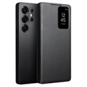 Samsung Galaxy S25 Ultra Qialino Smart View Flip Lædercover - Sort