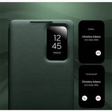Samsung Galaxy S26 Ultra Qialino Smart View Flip Lædercover - Grøn