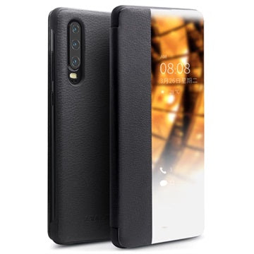 Qialino Smart View Huawei P30 Flip Lædercover - Sort