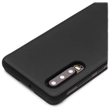 Qialino Smart View Huawei P30 Flip Lædercover - Sort