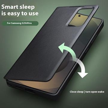 Samsung Galaxy S25 Ultra Qialino Smart View Flip Lædercover - Grøn