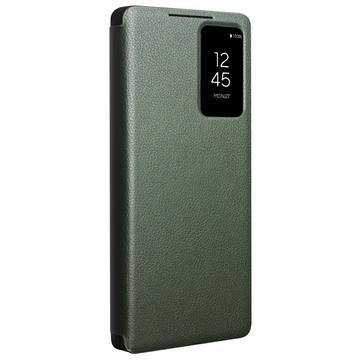 Samsung Galaxy S25 Ultra Qialino Smart View Flip Lædercover - Grøn