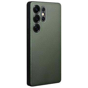 Samsung Galaxy S25 Ultra Qialino Smart View Flip Lædercover - Grøn