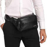 Qialino Tactical lædertaske med USB-port - sort
