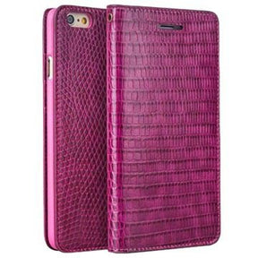 iPhone 6 / 6S Qialino Pung Læder Taske - Krokodilleskinds - Hot Pink
