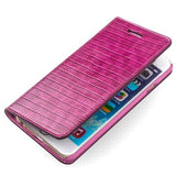 iPhone 6 / 6S Qialino Pung Læder Taske - Krokodilleskinds - Hot Pink