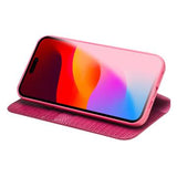 Qialino iPhone 15 Plus Læderpung - Krokodille - Hot Pink