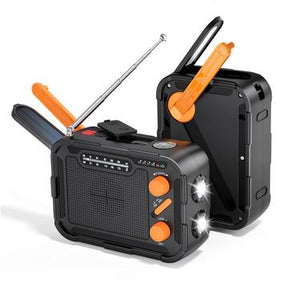 R-N31 Solar nødradio med håndsving og powerbank 5000mAh - Sort