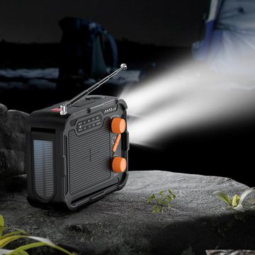R-N31 Solar nødradio med håndsving og powerbank 5000mAh - Sort