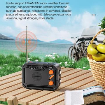 R-N31 Solar nødradio med håndsving og powerbank 5000mAh - Sort