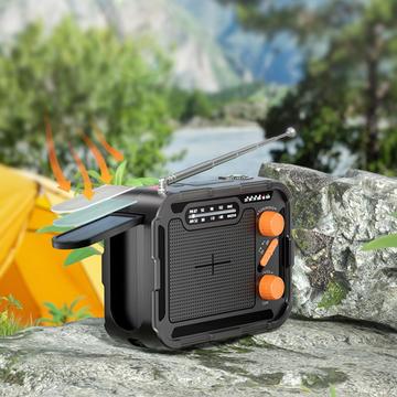 R-N31 Solar nødradio med håndsving og powerbank 5000mAh - Sort