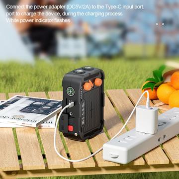 R-N31 Solar nødradio med håndsving og powerbank 5000mAh - Sort