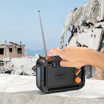 R-N31 Solar nødradio med håndsving og powerbank 5000mAh - Sort