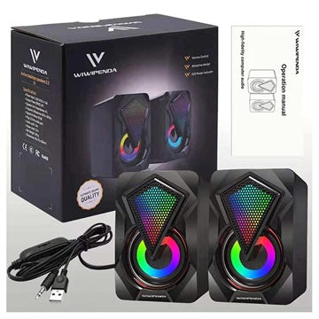 RGB Stereo Gaming Højttalere X2 - 2x3W - Sort