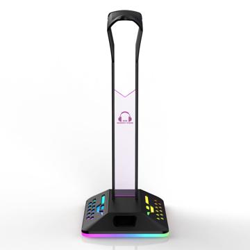 2-i-1 Hovedtelefonstativ / USB-hub med RGB RGBD8 - Sort
