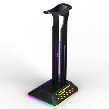 2-i-1 Hovedtelefonstativ / USB-hub med RGB RGBD8 - Sort