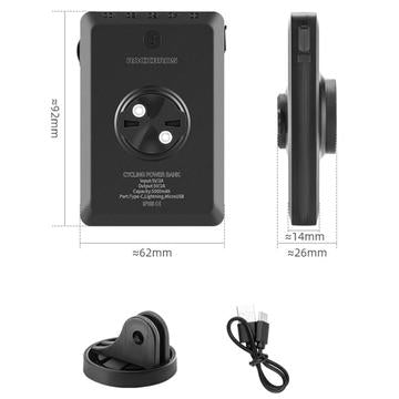 ROCKBROS JP008 5000mAh kablet powerbank cykel forlygte udendørs cykling bærbar cykellygte
