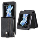 Samsung Galaxy Z Flip5 Retro Belagt Cover med Pung - Sort