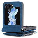 Samsung Galaxy Z Flip5 Retro Belagt Cover med Pung - Blå