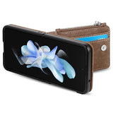 Samsung Galaxy Z Flip5 Retro Belagt Cover med Pung - Brun