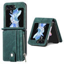 Samsung Galaxy Z Flip5 Retro Belagt Cover med Pung - Grøn