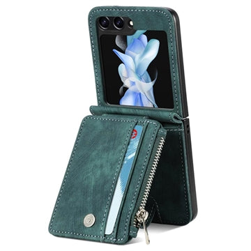 Samsung Galaxy Z Flip5 Retro Belagt Cover med Pung - Grøn