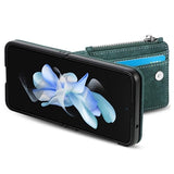 Samsung Galaxy Z Flip5 Retro Belagt Cover med Pung - Grøn