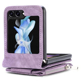 Samsung Galaxy Z Flip5 Retro Belagt Cover med Pung - Lilla
