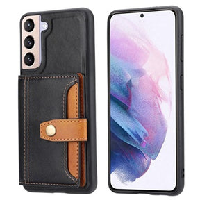 Samsung Galaxy S22 5G Retro Style Cover med Pung - Sort