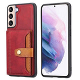 Samsung Galaxy S22 5G Retro Style Cover med Pung - Rød
