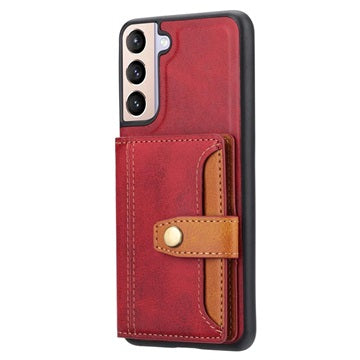 Samsung Galaxy S22 5G Retro Style Cover med Pung - Rød