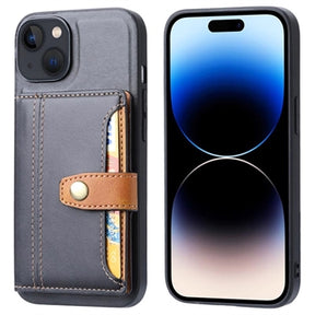iPhone 15 Plus Retro Style Cover med Pung - Sort