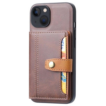 iPhone 15 Plus Retro Style Cover med Pung - Brun