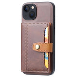 iPhone 15 Plus Retro Style Cover med Pung - Brun