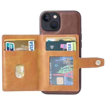 iPhone 15 Plus Retro Style Cover med Pung - Brun