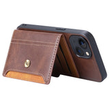 iPhone 15 Plus Retro Style Cover med Pung - Brun